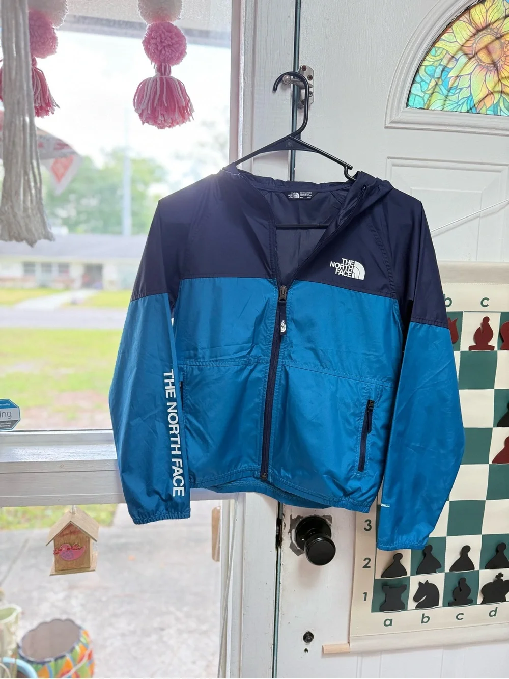 The North Face Blue Hooded Windbreaker Jacket Boys Size 10/12